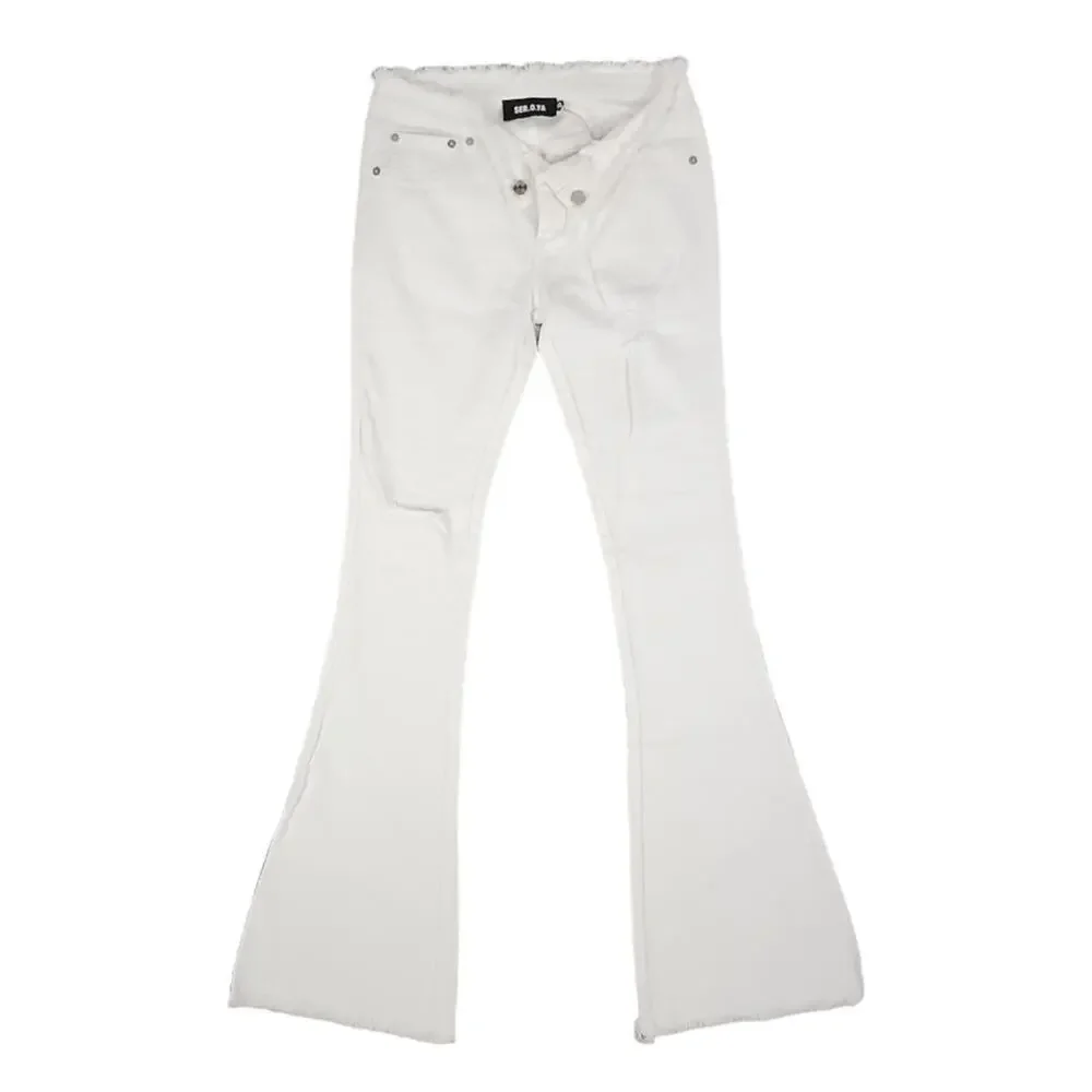 Ser.o.ya Olivia Mid Rise Flare Jeans White - Picture 4 of 15